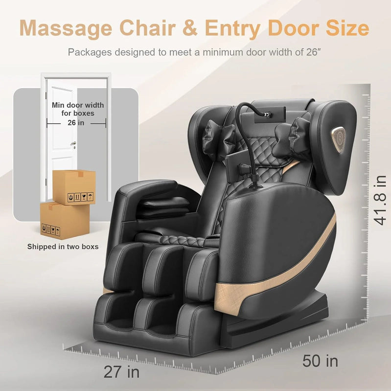 Massage Chair Full Body, Zero Gravity Massage Chair With 10 Fix Rollers, Heating, Foot Massage, Auto Modes, Bluetooth Speaker
