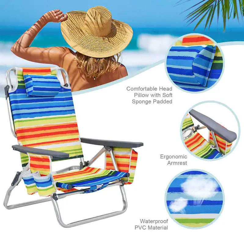 Costway 4-Pack Folding Backpack Beach Chair 5-Position Outdoor, See Details