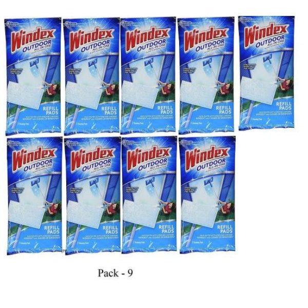 Windex Outdoor All-in-One Window Cleaner Pads, Refill, Pack, 9