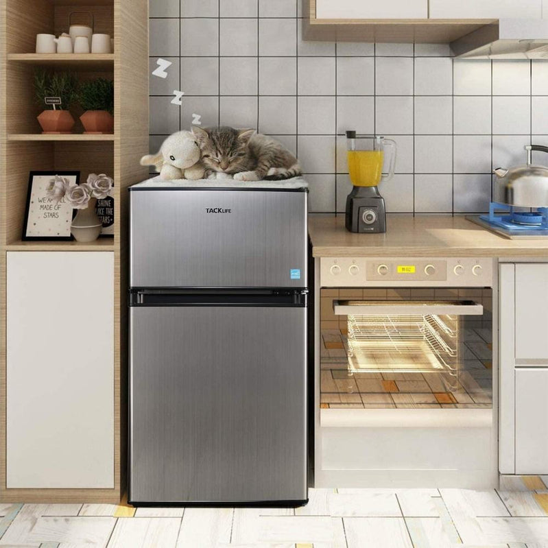 G Mini Fridge With Freezer, 3.1 Cu. Ft. Small Refrigerator, Compact Refrigerator With LED Light, 2 Doors, Mini Fridge For Bedroom, Office, HPVFR310
