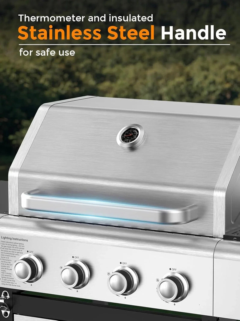 4-Burner Bbq Propane Gas Grill, 44000 BTU