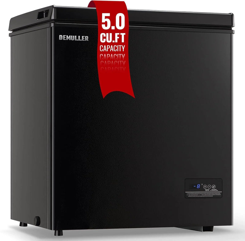 Chest Freezer 5.0Cubic Feet Deep Freezer Freestanding Freezers With 2 Removable Stainless Steel Basket