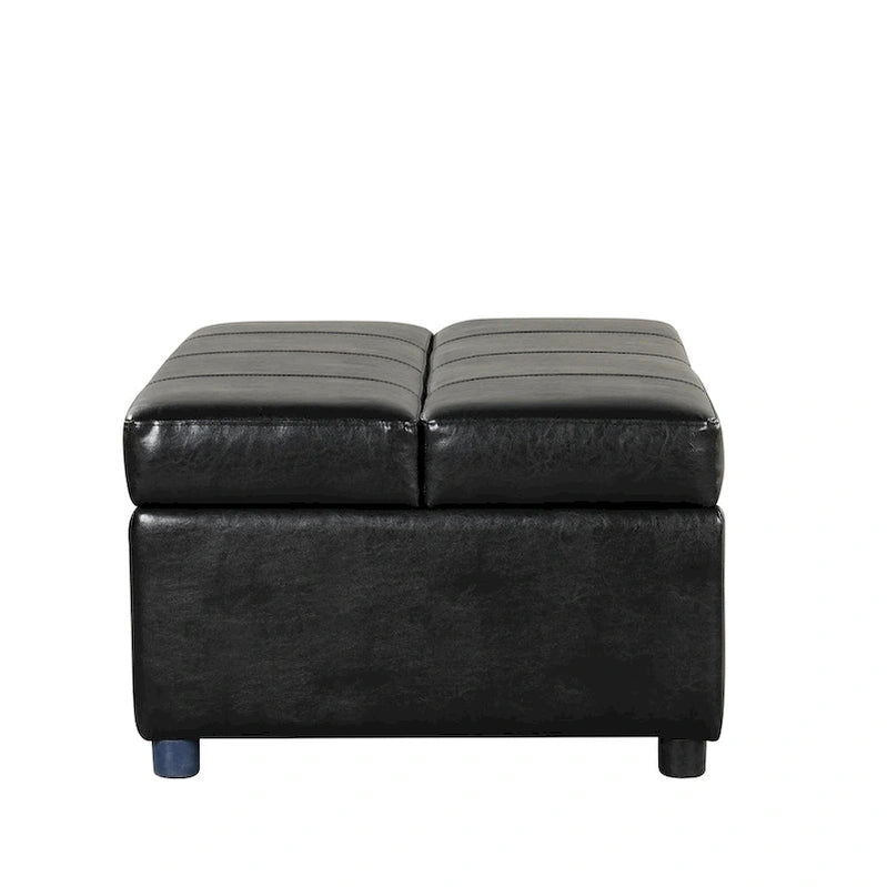 Twin Size Folding Pull Out Ottoman Sleeper Bed With Mattress Convertible Guest Bed, PU Upholstered Sleeper Sofa