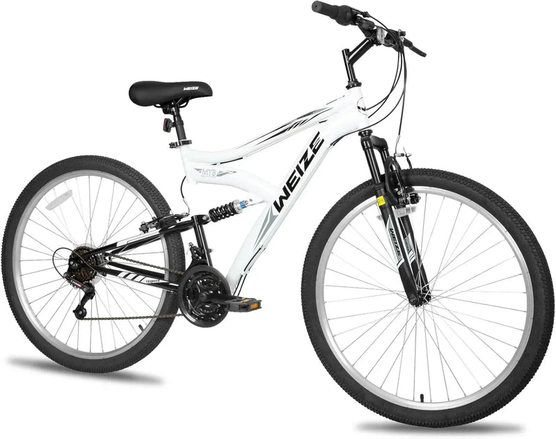 Weize Mountain Bike 26 27.5 In. Outdoor Hybrid Bikes 18-Speed High-Carbon Steel Full Suspension