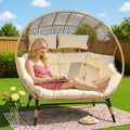 Radiata Double Egg Chair For 2 Person, Oversized Wicker Loveseat With Thick Cushions, 680 Lbs Capacity