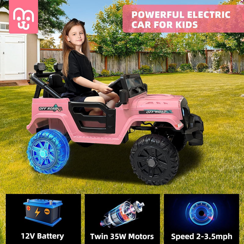 12V Kids Electric Ride On Truck Car Remote Control, Twin 35W Motors 3.5MPH Max Speed, Bluetooth USB Music Player