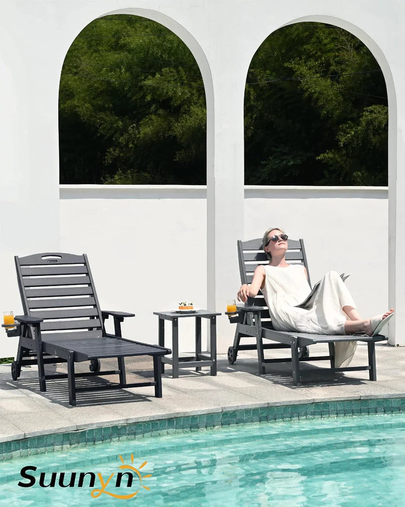 Lounge Chair Outdoor, Chaise Lounge, HDPE 6-Position Outdoor Chaise Lounge