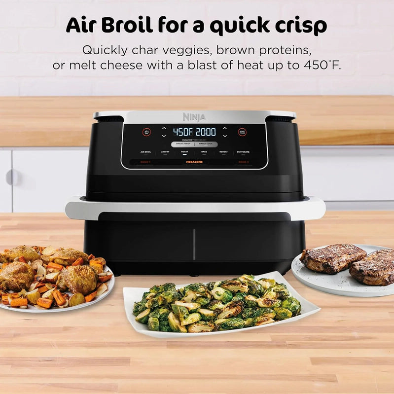 Ninja Foodi 10QT 6-in-1 DualZone Smart XL Air Fryer, 2 Independent 5QT Baskets, Smart Cook Thermometer, Match Cook, Smart Finish, Air Fry, DZ550