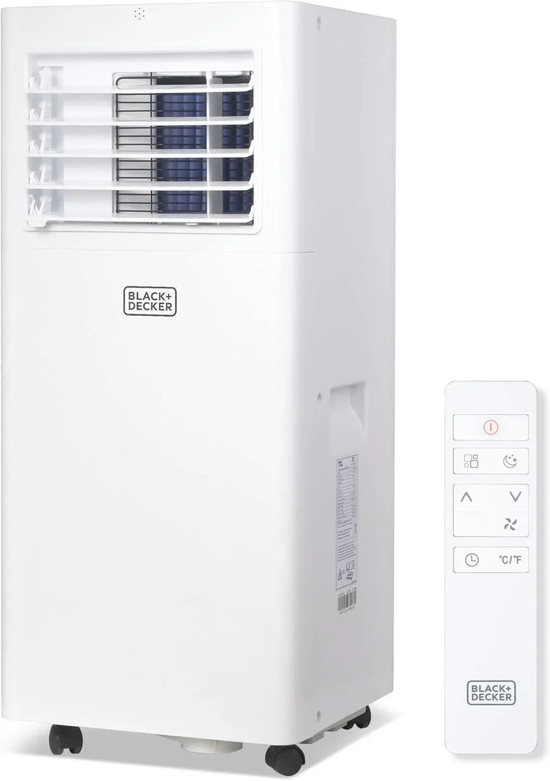 Black Plus Decker 10,000 BTU Portable Air Conditioner For Rooms Up To 450 Sq With Remote Control