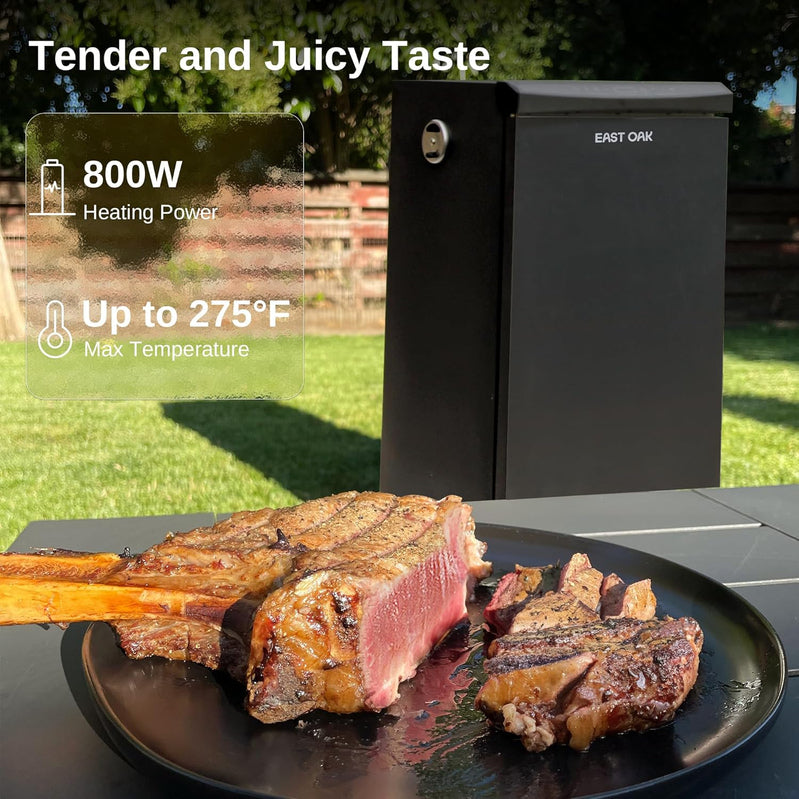 East Oak 30 In. Outdoor Electric Smoker, Built-In Meat Probe, Smokes Up To 6 Times Longer In A Single Load, Side Loader For Uninterrupted Smoking