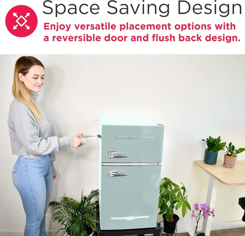 Frigidaire Retro Mini Fridge With Freezer Side Bottle Opener-Small 2 Door Refrigerator Office Bar