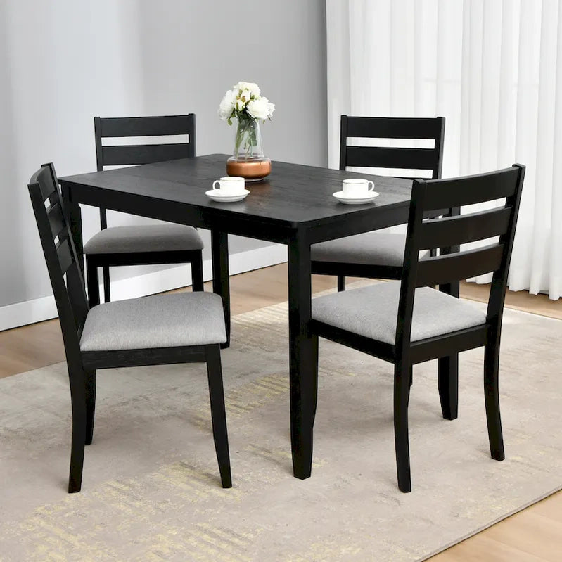 5-Piece Solid Wood 47L Dining Table Sets, 1 Table Plus 4 Slat Back Chairs