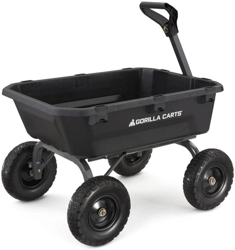7GCG-NF Heavy-Duty Poly Dump Garden Cart With No-Flat Tires, 7 Cu. Ft., 1200-Pound Capacity, Black