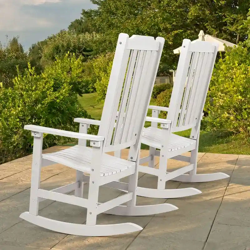 Vrakae 2 Pcs Patio All Weather Resistant High Back Rocking Chair