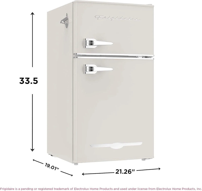 Frigidaire Retro Mini Fridge With Freezer Side Bottle Opener-Small 2 Door Refrigerator Office Bar