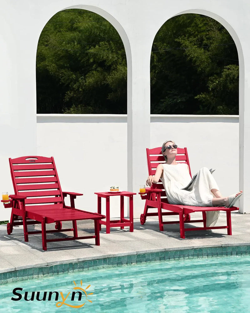 Lounge Chair Outdoor, Chaise Lounge, HDPE 6-Position Outdoor Chaise Lounge
