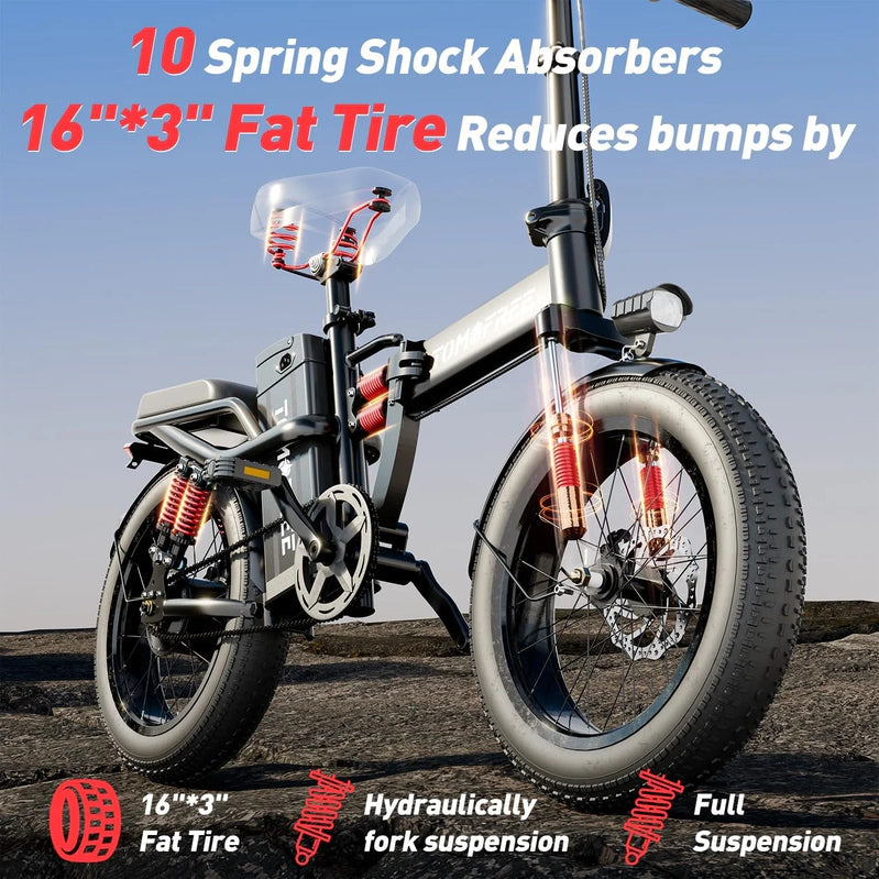 T1 Electric Bike For Adults 1200W Motor, 31MPH, 48V 20Ah Folding E-Bike