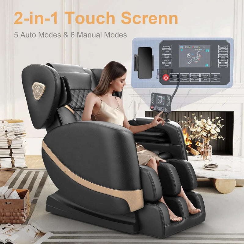 Massage Chair Full Body, Zero Gravity Massage Chair With 10 Fix Rollers, Heating, Foot Massage, Auto Modes, Bluetooth Speaker