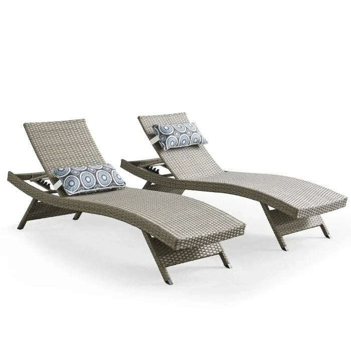 All Weather Wicker Chaise Lounge, Set Of 2