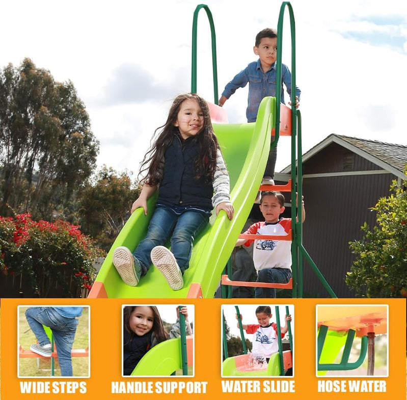 Outdoor Playground Slide, Big Backyard Freestanding Plastic Slide, 10 Ft. Outdoor Swing Set Slide For Kids Ages 4-8