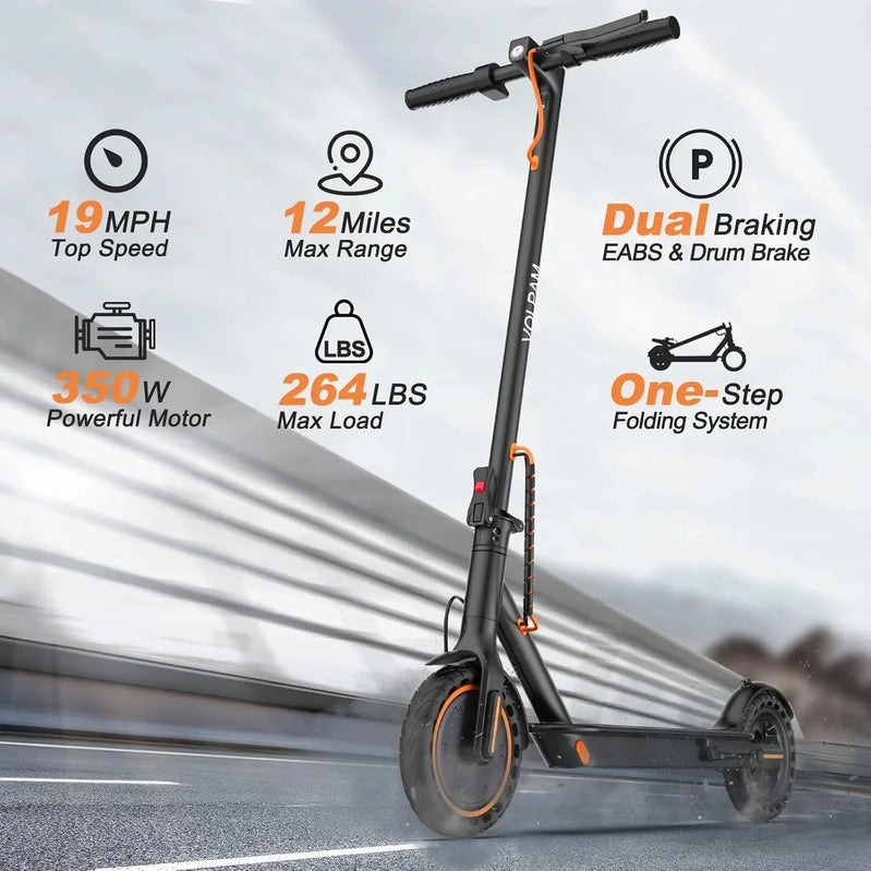 Electric Scooter, 350W/500W Powerful Motor, 8.5 In./10 In. Solid Rubber Tires, 19/22 Mph, 28/21/12 Mile Range, Dual Brakes