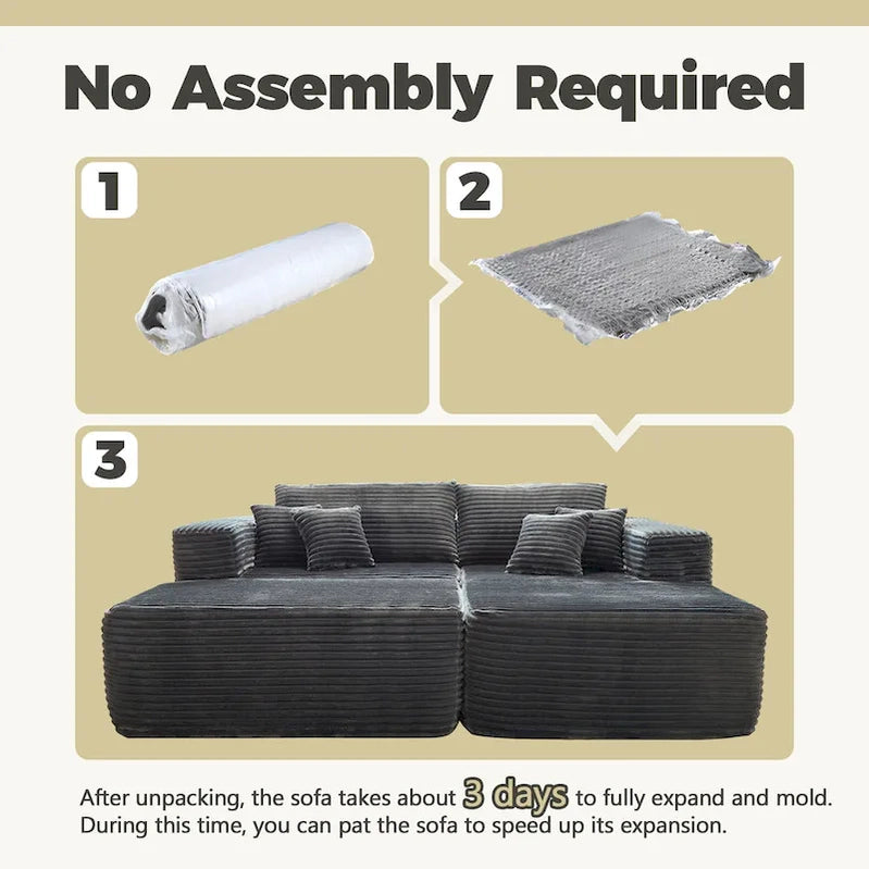 Hooowooo Modern Plush Sectional Sofa L-Shaped Couch With Removable Ottoman