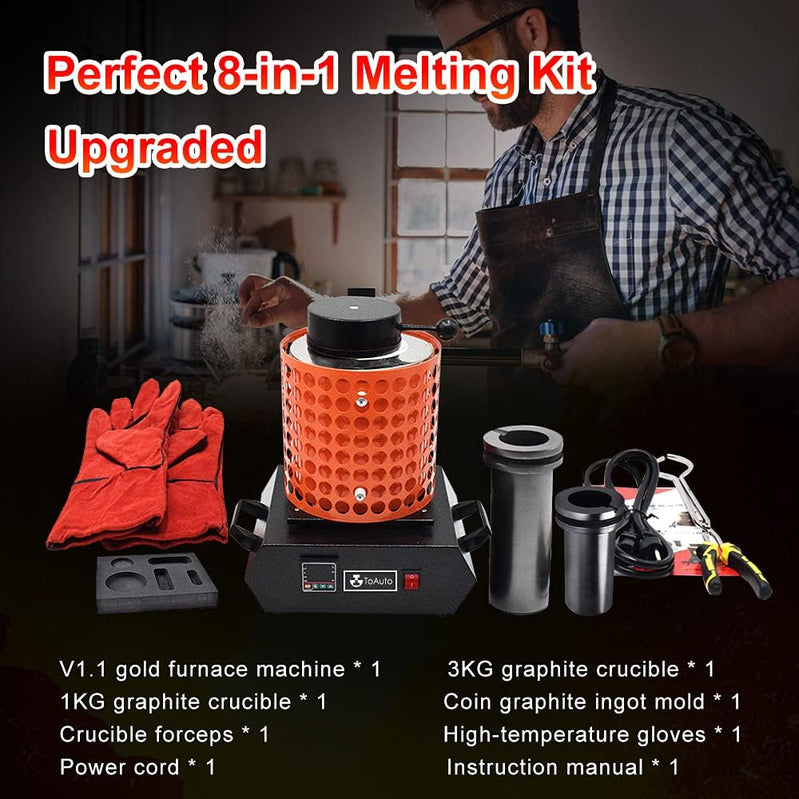 Toauto Gold Melting Furnace TGF3000-V1.1, 1 Plus 3KG, 1400W, 2100F