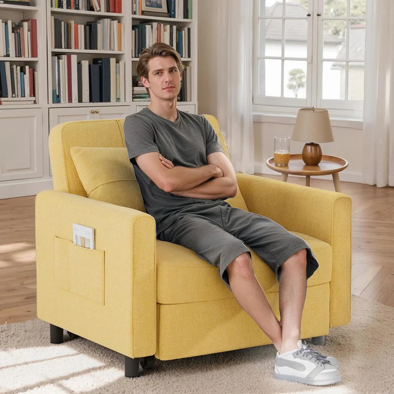 Sofa Bed Chair 3-in-1 Convertible Pullout Single Sleeper Chair Bed Spacious Multifunctional Sofa