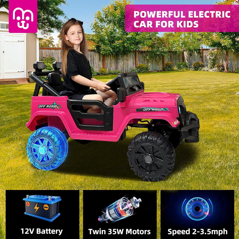 12V Kids Electric Ride On Truck Car Remote Control, Twin 35W Motors 3.5MPH Max Speed, Bluetooth USB Music Player