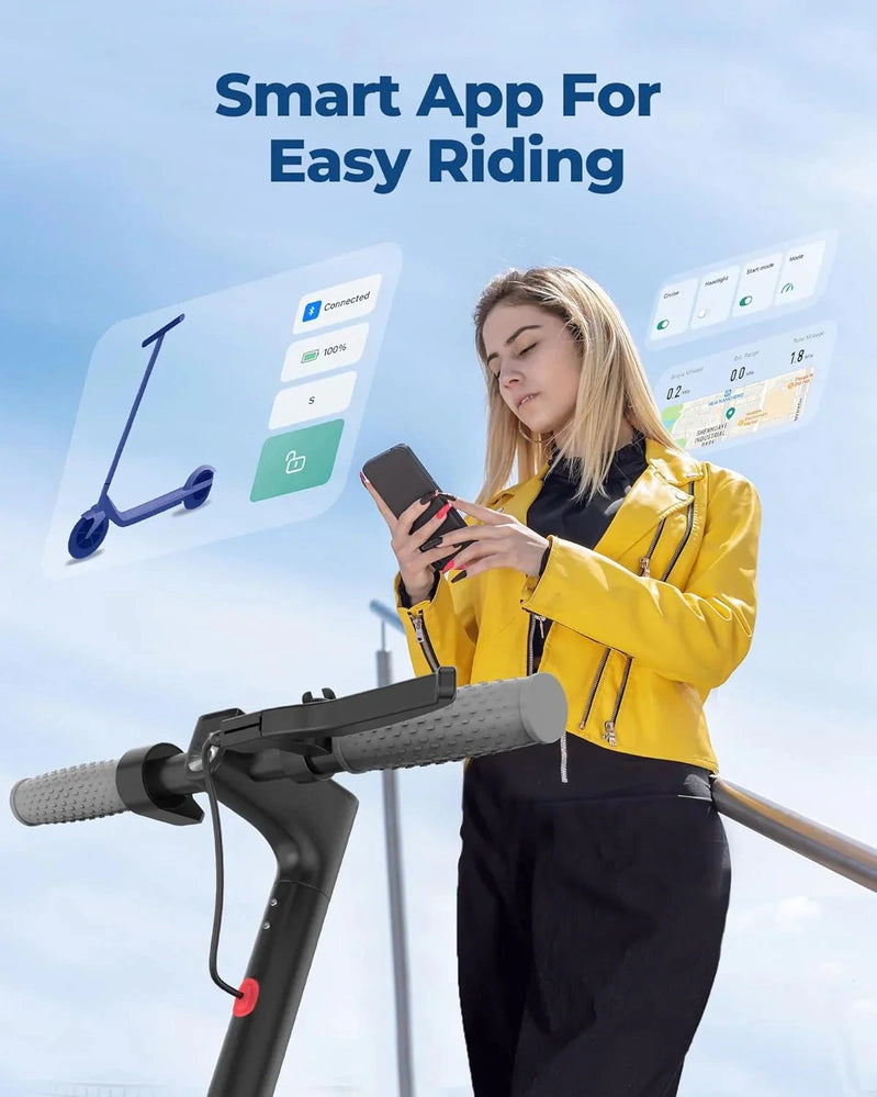 Electric Scooter, 350W/500W Powerful Motor, 8.5 In./10 In. Solid Rubber Tires, 19/22 Mph, 28/21/12 Mile Range, Dual Brakes