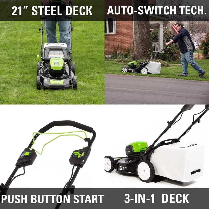 80V Battery-Powered Lawn Mower, 53 Cm, 21 In., Self-Propelled, Brushless, Greenworks