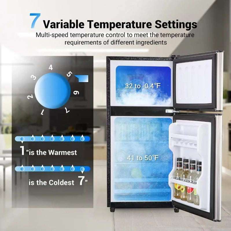 Apartment Size Refrigerator, 3.5 Cu. Ft. Samll Refrigerator With Freezer Suitable For Home And Apartments, Freestanding