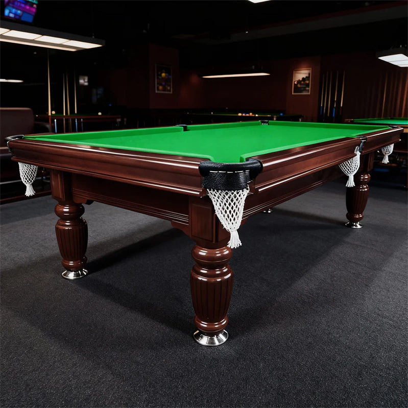 Classic Slate Pool Table With Cues And Balls Set For Home Or Lounge, Walnut Wood, 8 Ft