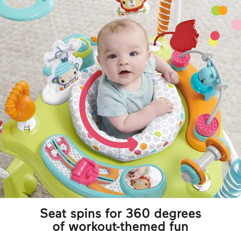 Fisher-Price Baby Bouncer Fitness Fun Folding Jumperoo Infant Activity Center With Lights And Music. Unisex