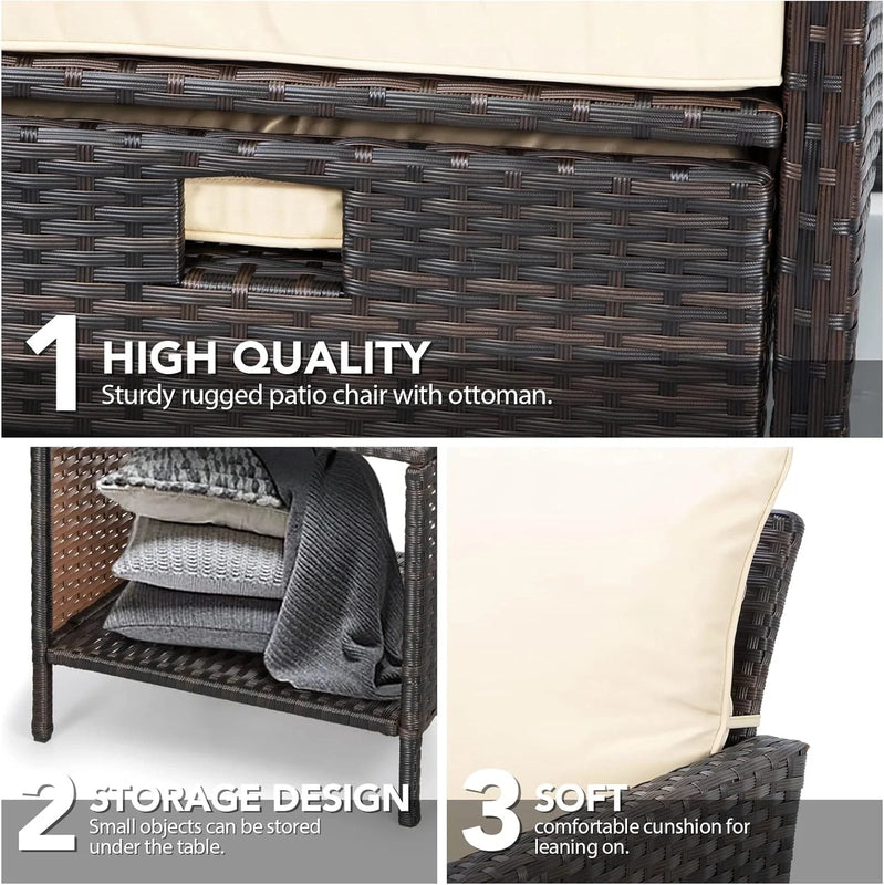 Leveleve Balcony Furniture 5 Piece Patio Conversation Set