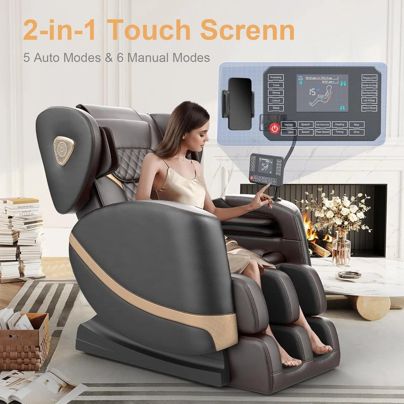 Massage Chair Full Body, Zero Gravity Massage Chair With 10 Fix Rollers, Heating, Foot Massage, Auto Modes, Bluetooth Speaker