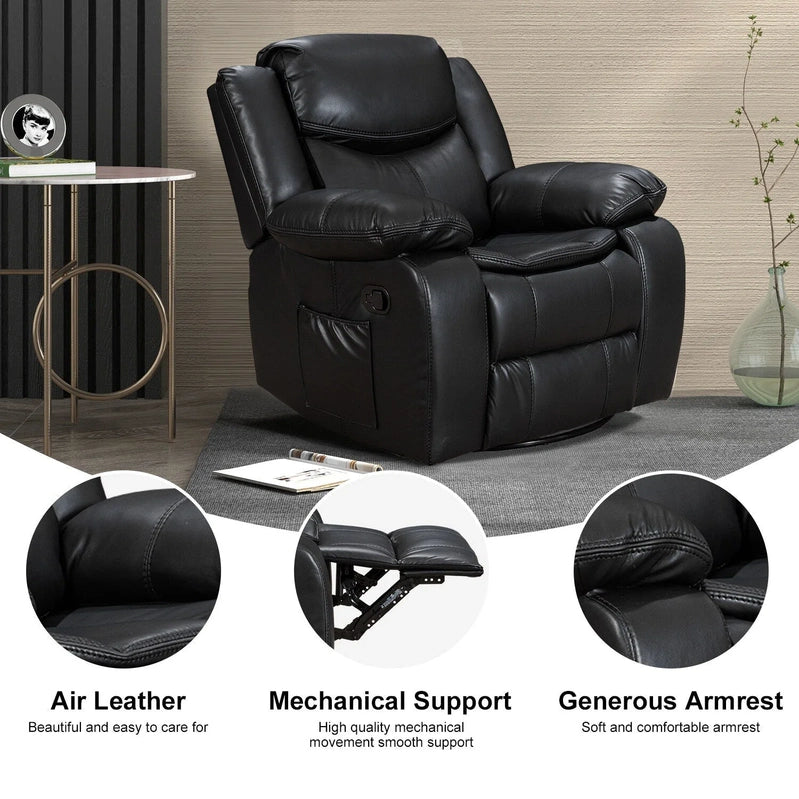 Wide Seat Durable Leather Massage And Heat Recliner