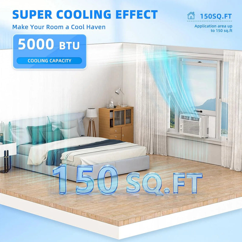 Antarctic Star 12,000 BTU U-Shaped Window Air Conditioner Unit Cools Up To 550 Sq. Ft. With 6 Modes 24H Timer, Ultra Quiet Window AC Units