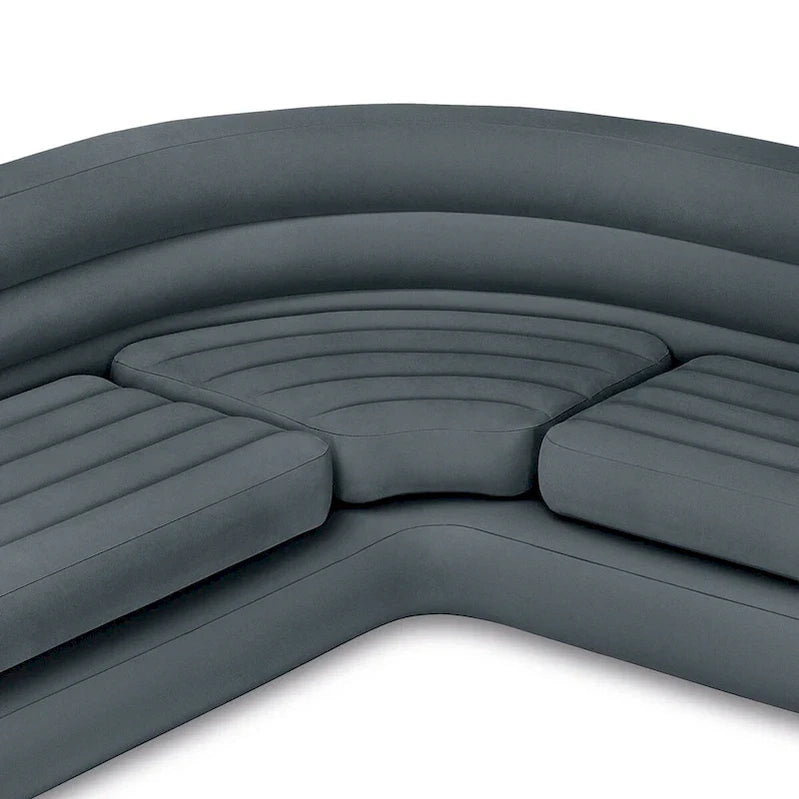 Intex Corner Sofa L-Shaped Inflatable Lounge Couch w/Cupholders, Gray, 2 Pack, 26