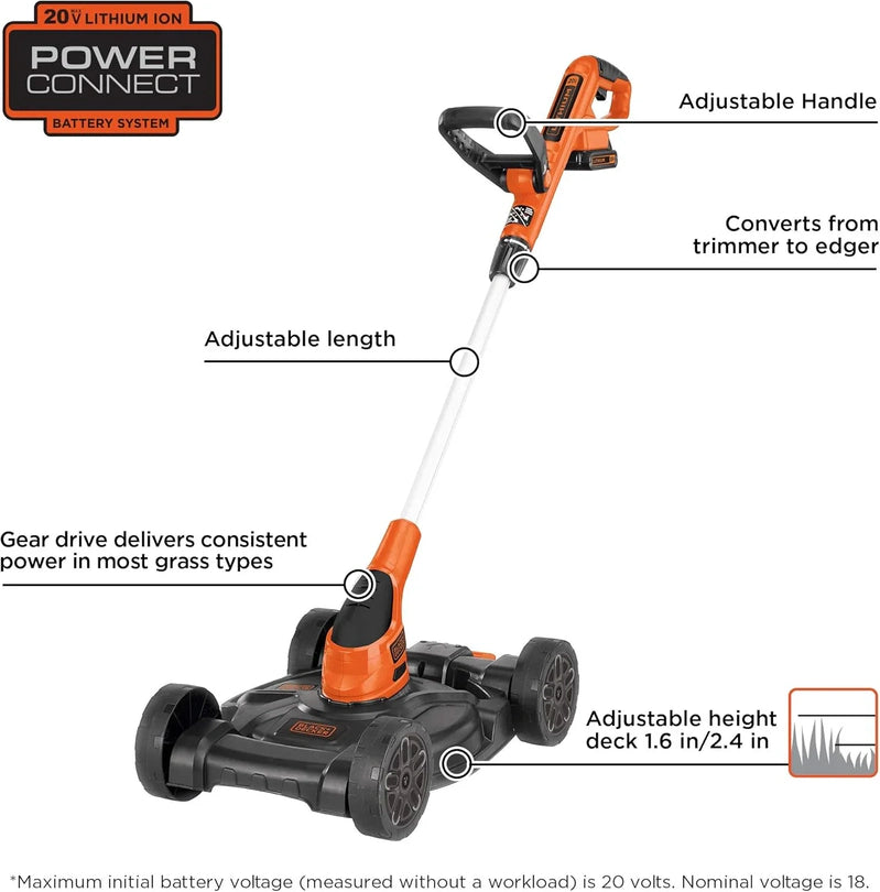 Black Plus Decker Combination String Trimmer, Lawn Mower, And Edger, Cordless 3-in-1
