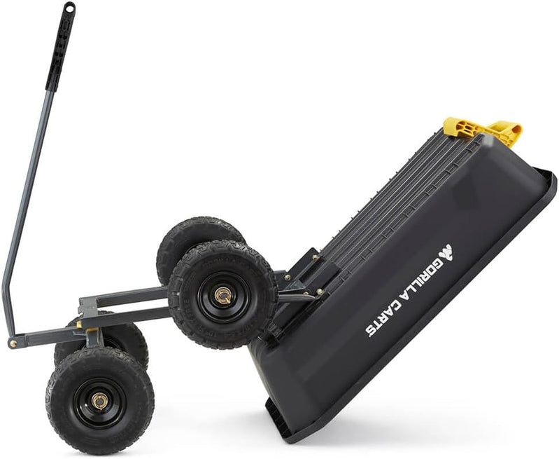 7GCG-NF Heavy-Duty Poly Dump Garden Cart With No-Flat Tires, 7 Cu. Ft., 1200-Pound Capacity, Black