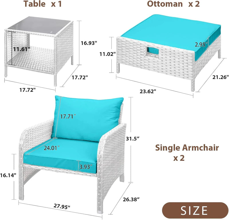 Leveleve Balcony Furniture 5 Piece Patio Conversation Set