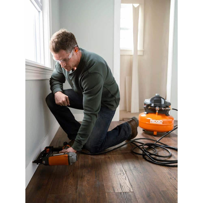 6 Gal. Portable Electric Pancake Air Compressor w/18GA Brad Nailer, 16GA Straight Finish Nailer, And 18GA Finish Stapler R69603FK