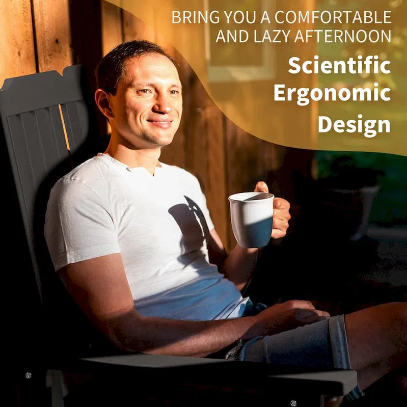 Vrakae 2 Pcs Patio All Weather Resistant High Back Rocking Chair