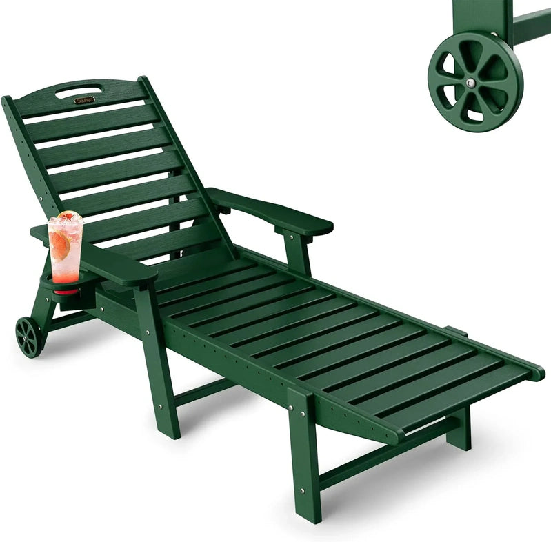 Lounge Chair Outdoor, Chaise Lounge, HDPE 6-Position Outdoor Chaise Lounge
