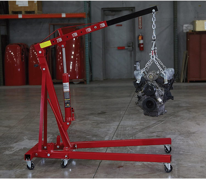 Strongway Hydraulic Engine Hoist With Load Leveler C 2-Ton Capacity, 1 In.-82 5/8 In. Lift Range