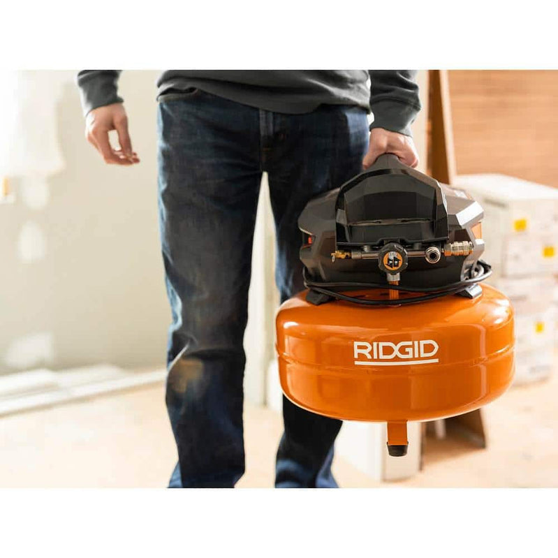 6 Gal. Portable Electric Pancake Air Compressor w/18GA Brad Nailer, 16GA Straight Finish Nailer, And 18GA Finish Stapler R69603FK