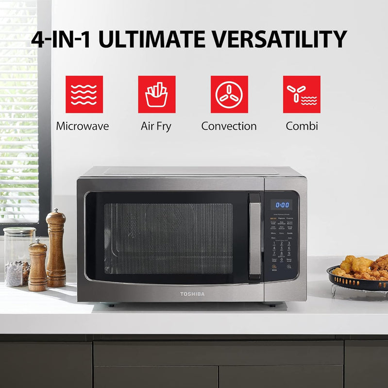 Toshiba 4-in-1 ML-EC42P, SS Countertop Microwave Oven, Smart Sensor, Convection, Air Fryer Combo, Mute Function