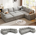 108 In. Sectional Sleeper Sofa With Pull Out Bed, U Shaped 7 Seat Modular Sectional Sofa