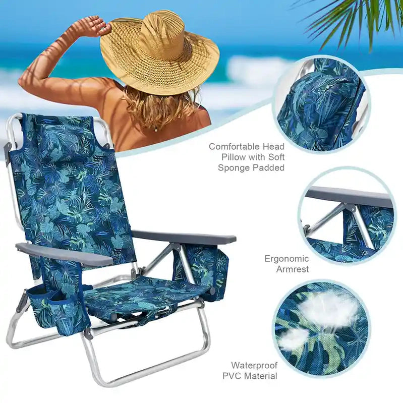 Costway 4-Pack Folding Backpack Beach Chair 5-Position Outdoor, See Details